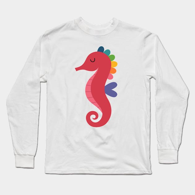 Rainbow Seahorse Long Sleeve T-Shirt by AndyWestface